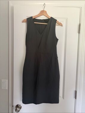 Banana Republic Dark Grey V-Neck Midi Sheath Dress